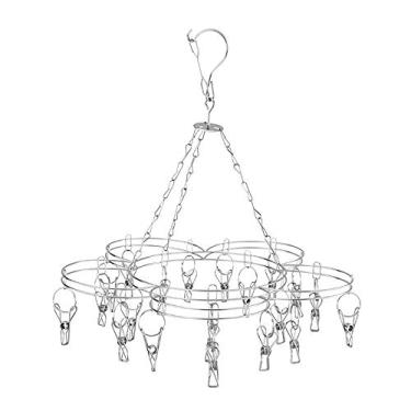 Imagem de Cabide de Roupa com 20 Clips Prendedores Aço Inoxidável Rack Secagem para Pendurar Meias Roupas Bebê Fraldas Tecido Sutiãs Toalhas Intima Luvas