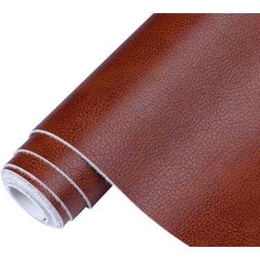 Imagem de GLOREIEY 1 rolo de tecido de folhas de couro sintético 30,5 cm x 53" usado para fazer brincos de couro, costura DIY, sofá, bolsa, brincos, decorações de laços de cabelo (marrom escuro)