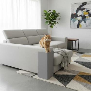 Imagem de Arranhador para Gatos Protetor de Sofá, MDF Reforçado com Carpete, 55x22x22 cm, Montado, Moderno (Cinza)