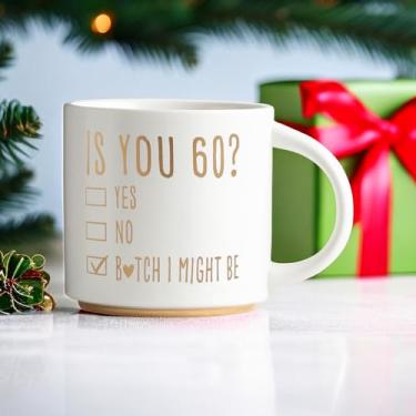 Imagem de COLLECTIVE HOME - Caneca de cerâmica de 425 g, Is You 60? I Might Be, ideias de presente dourado para esposa, mãe, filha, irmã, tia, melhores amigas, colegas de trabalho (60)