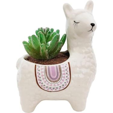 Imagem de Everyday Better Life Vaso de suculentas, vaso de plantas suculentas em forma de alpaca de 11 cm para decoração de jardim e escritório (planta não incluída)