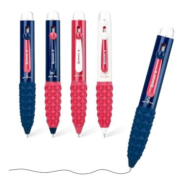 Imagem de Temiary 4 mini canetas de gel retráteis, caneta de tinta preta de 0,5 mm, ponta fina, tamanho de bolso, canetas de tinta gel, estéticas e lisas para notebook, escritório, material escolar (vermelho)