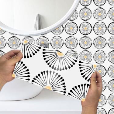 Imagem de VIRANDA 15 peças de adesivo autoadesivo de azulejo Backsplash para papel de parede fosco 15 x 30 cm adesivo adesivo de decoração de parede de PVC removível à prova d'água para cozinha banheiro, preto