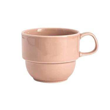 Imagem de Xícara de café moderna de cerâmica de alta temperatura de 200 ml requintada xícara de chá da tarde requintada xícara de escritório para bebidas (rosa)