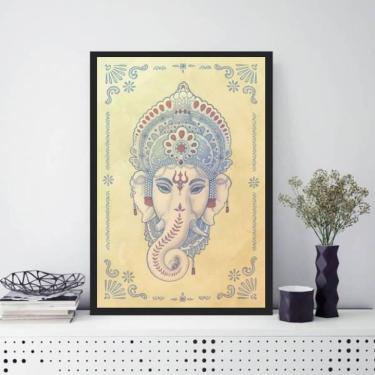 Imagem de Quadro Elefante Indiano Ganesha 33X24Cm Moldura Preta