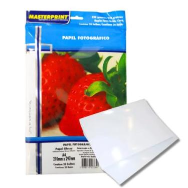 Imagem de Papel Fotográfico Dupla Face 220g A4 Masterprint para InkJet - Pacote c/ 20 Folhas