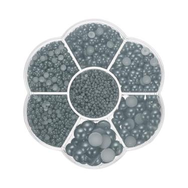 Imagem de Generic 5645 peças de contas de pérolas planas para artesanato, 7 tamanhos de contas de resina semi-redondas pingentes de pérola plana para arte de unhas DIY decoração de telefone meias, pingentes de