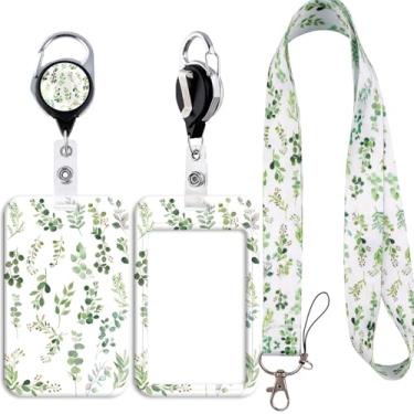 Imagem de Cordão com porta-crachá de identificação, clipe retrátil de eucalipto, cordão de eucalipto, para crachás de identificação, chaveiro para mulheres, meninas, escola, professores, enfermeiras, trabalho
