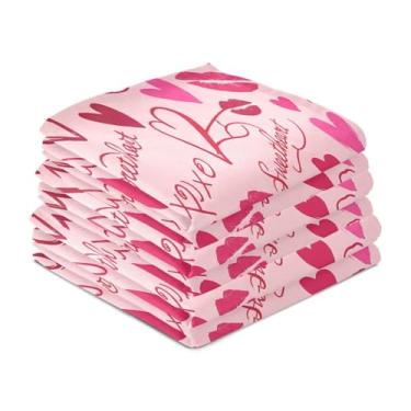 Imagem de Wassud Romantic Doodles Hearts Toalhas de prato de cozinha pacote com 6 panos de prato macios com laço para pendurar toalha de mão de secagem rápida super absorvente toalhas de chá de mesa decorativas