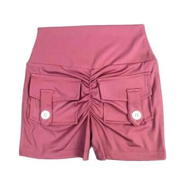 Imagem de Shorts Fitness Femininos Com Efeito Levanta Bumbum, Estilo Cargo, Seca