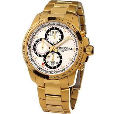Imagem de TIME100 Relógio luminoso masculino multifuncional com pulseira de aço inoxidável (dourado), Dourado