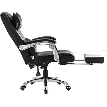 Imagem de Cadeira de escritório ergonômica Chiar de escritório com apoio para os pés cadeira giratória executiva para computador altura ajustável com encosto de cabeça e suporte lombar preto (preto)