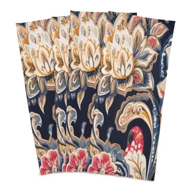 Imagem de xigua Conjunto de 4 panos de prato de cozinha Paisley vintage, macios e altamente absorventes de secagem rápida para limpeza de pratos e limpeza à mão, 71 x 45 cm