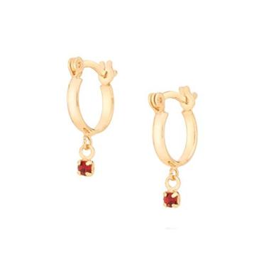 Imagem de Brinco Rommanel Banhado A Ouro Pequena Argola Com Cristal Vermelho Adulto/Infantil Coleção Simone E Simaria 526399