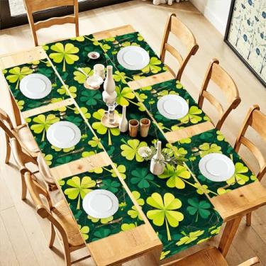 Imagem de Conjunto de 6 corredores de mesa e jogos americanos de trevo, 33 x 182 cm com jogos americanos de 30,5 x 45,7 cm, decoração de mesa de dia de São Patrício e primavera, decoração de jantar de férias