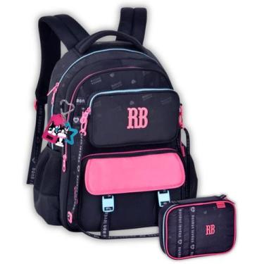 Imagem de Kit Mochila Costas Rebecca Bonbon e Estojo Escolar Pochete, Preto