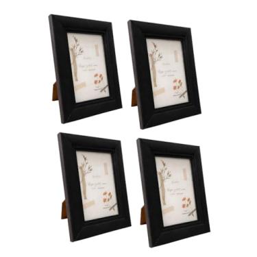 Imagem de Kit 4 Porta Retrato Preto MDF com Vidro 10x15 Moderno Sala