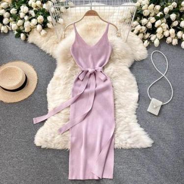 Imagem de Vestido Preto Sem Mangas Com Fenda Para Mulheres Verão 2024 Sexy Bodyc