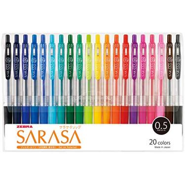 Imagem de Conjunto de 20 cores de caneta esferográfica de gel Zebra com clipe Sarasa 0,5 Jj15-20ca