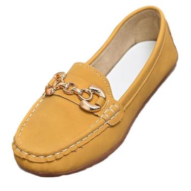 Imagem de Tênis feminino casual estilo francês bico redondo jateado com sola macia para um visual vintage confortável, Amarelo, 35