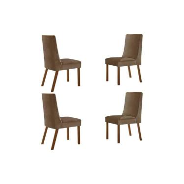 Imagem de Cadeira de Cozinha Dakota Kit 4 Un Naturalle/Suede Capuccino - Rufato