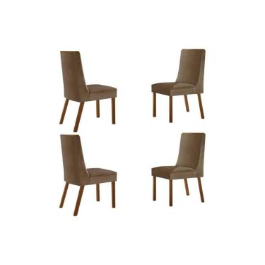Imagem de Cadeira de Cozinha Dakota Kit 4 Un Naturalle/Suede Capuccino - Rufato