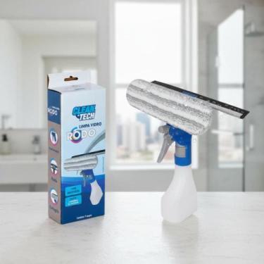 Imagem de Rodo Limpa Vidro Espelho Superfícies Lisas Janela Com Recipiente Borri