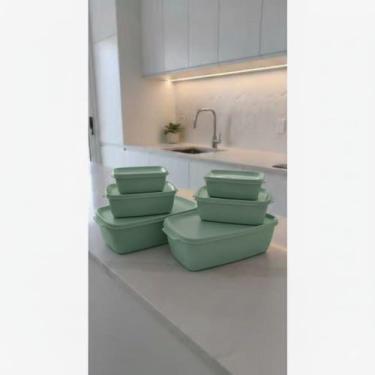 Imagem de Kit 6 Potes Plásticos Retangulares Herméticos BPA Free Vai ao Microond
