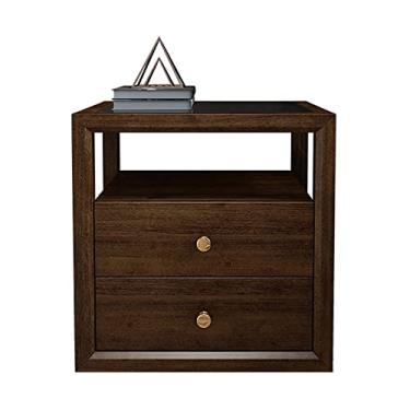 Imagem de Mesa de cabeceira com prateleira de armazenamento, mesa lateral com 2 gavetas, mesa de canto para quarto e escritório