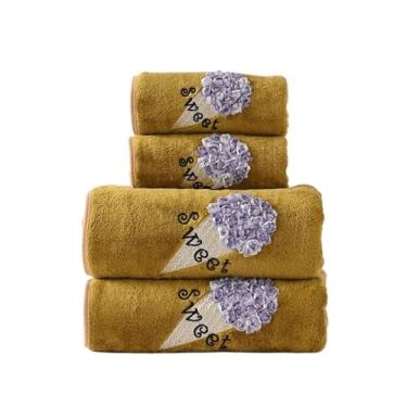 Imagem de THJKUPO 2 peças toalha 34x74 2 peças toalha de banho 70x140 banheiro chuveiro 4 peças macio absorvente praia tour (marrom)