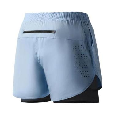 Imagem de Shorts Masculinos De Corrida De Secagem Rápida Pretos, Dupla Camada, P