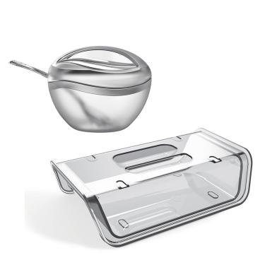 Imagem de Açucareiro e Porta Frios com Tampa Transparente Kit 2un