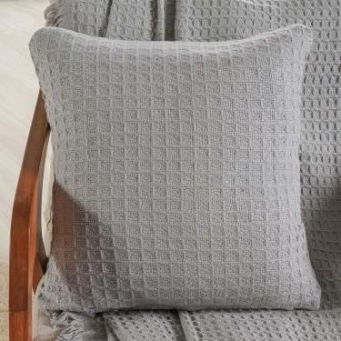 Imagem de Capa De Almofada Decorativa Waffle 100% Algodão 45x45cm Platina