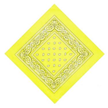Imagem de Kit Bandana Lenço Estampado Classica Unissex 55X55Cm Adulto Cor:amarel