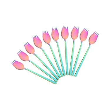 Imagem de Garfo-colher De Aço Inoxidável 2 Em 1, Colher Prateada, Garfo Para Mac