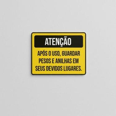 Imagem de Placa Acm Atenção Após Guardar Pesos Anilhas 18X23 - Sinalizo