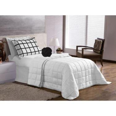 Imagem de Kit Cobre Leito Grid Solteiro 4 Peças - Guitex, Branco