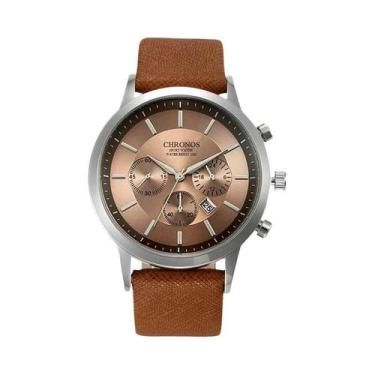 Imagem de Relógio De Quartzo Esportivo Masculino, Pulseira De Couro, Relógio De 