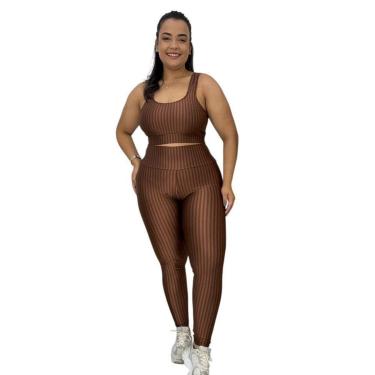 Imagem de Conjunto Fitness Plus Size Cós Alto Top de Academia e Calça Cintura Alta Bárbara-Feminino