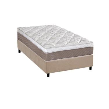 Imagem de Cama Box Solteiro: Colchão Molas Ensacadas Herval C1624 + Base Crc Suede Clean (88x188)