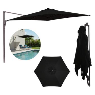 Imagem de Ombrelone Parede Lateral 2.0m Guarda Sol Piscina Jardim Preto Importway Iwcj007 Pt