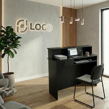 Imagem de Balcão Caixa 1,215m Recepção Atendimento Loja Comércio Escritório Pret