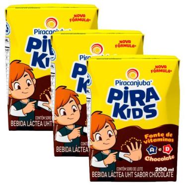 Imagem de Kit 3 Bebida Láctea Pirakids School Sabor Chocolate 200ml