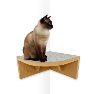 Imagem de Prateleira Para Gatos de Canto Interno CRU MDF 15mm REFORÇADO c/ Carpe