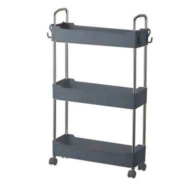 Imagem de Prateleira Multiuso 3 Andares com Rodinhas Cinza - Globalmix