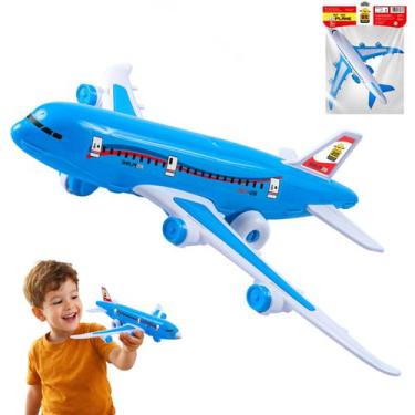 Imagem de Aviao Brinquedo Infantil Plane Jato Cores Grande Menino - BS TOYS