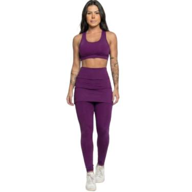 Imagem de Calça Legging Com Saia Serra e Mar Modas Academia Tapa Bumbum Treino Suplex Moda Fitness Musculação-Feminino