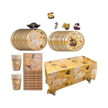 Imagem de Conjunto De Utensílios Descartáveis Pirata Para Meninos Com Tema De Av
