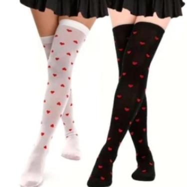 Imagem de Meia-Calça Corações Sortidos Feminina - Conforto - Genérico
