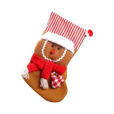 Imagem de Meias De Natal Com Padrão De Biscoito De Gengibre, Sacolas De Presente